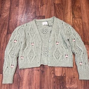 Green Zara kids cardigan